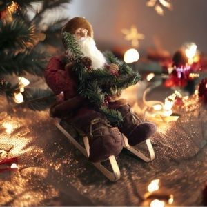 🎄VINTAGE~SANTA & HIS SLEIGH~SO CUTE~13” L x 8” W x 12” T~GREAT CONDITION~G2C
